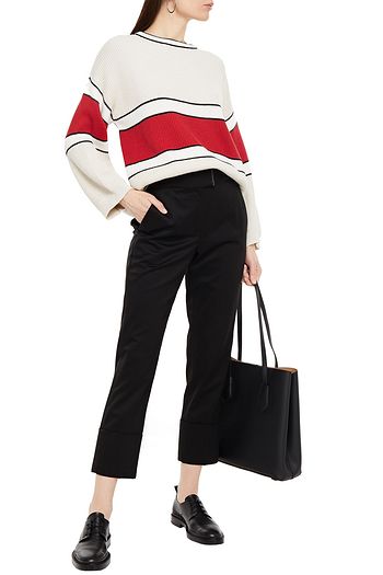 BRUNELLO CUCINELLI Cropped bead-embellished cotton-blend sateen slim-leg pants