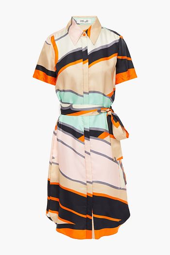 DIANE VON FURSTENBERG Ari belted printed silk-twill shirt dress
