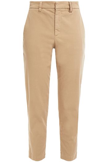 BRUNELLO CUCINELLI Bead-embellished cotton-blend twill slim-leg pants