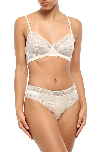 ERES Oisiveté lace-trimmed satin-jacquard mid-rise thong