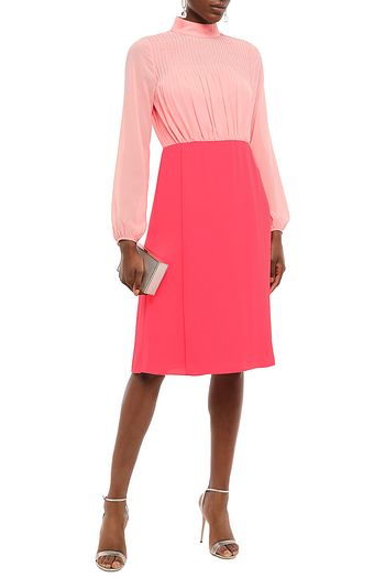 MIKAEL AGHAL Pintucked georgette and crepe dress
