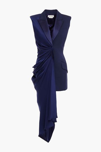 ALEXANDER MCQUEEN Paneled wool-blend and draped silk-satin vest