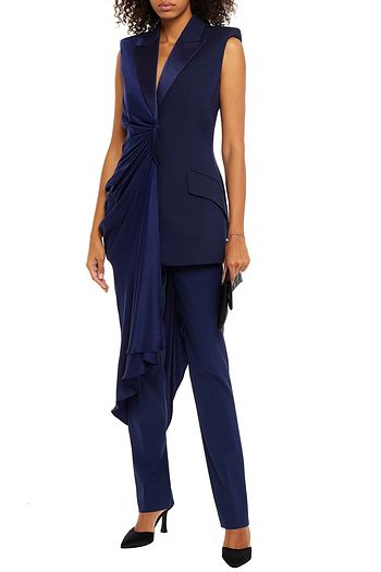 ALEXANDER MCQUEEN Paneled wool-blend and draped silk-satin vest