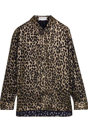 SAINT LAURENT Burnout silk-blend lamé shirt