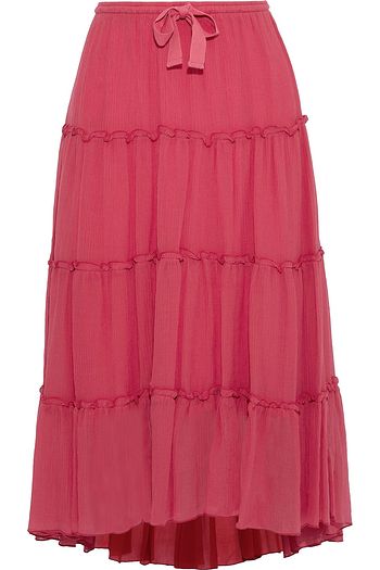 SEE BY CHLOÉ Plissé cotton and silk-blend midi skirt