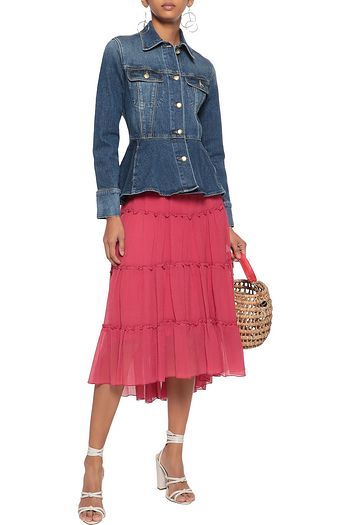 SEE BY CHLOÉ Plissé cotton and silk-blend midi skirt