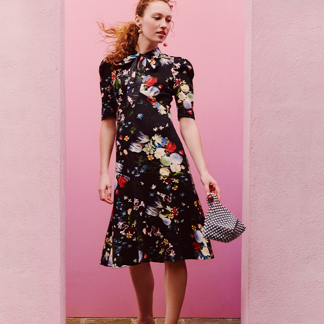 送料関税込■ERDEM■ティアードフローラルコットンミディドレス Women's Erdem Sale Designer Collections