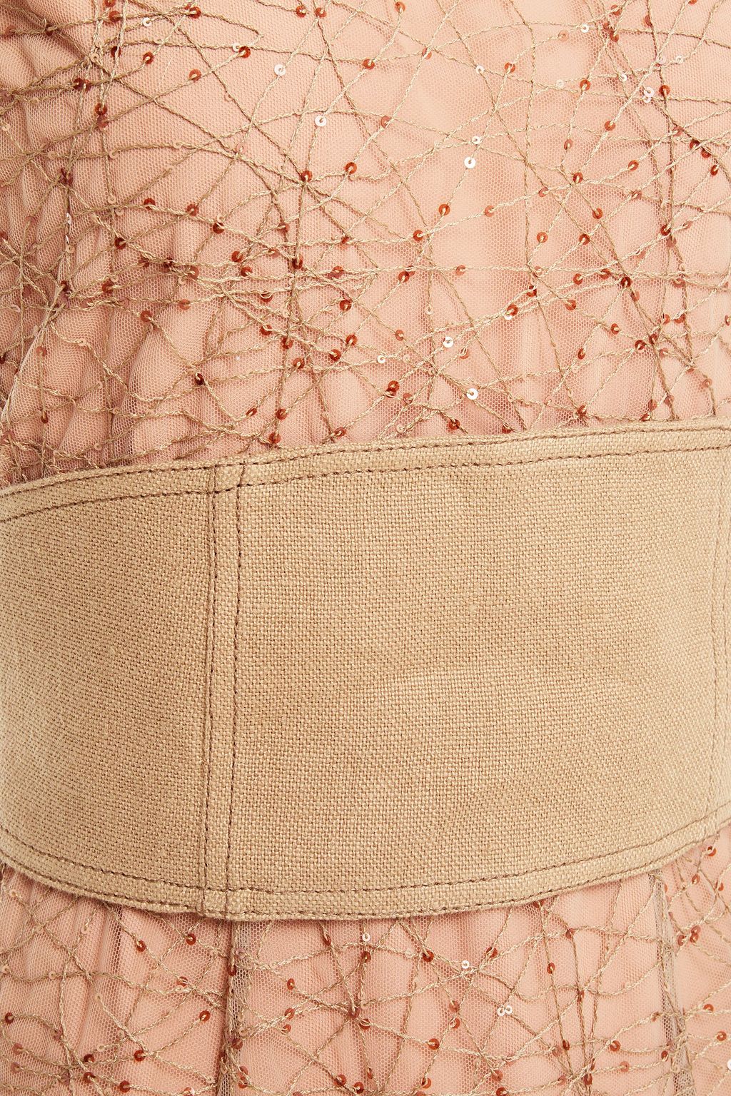 BRUNELLO CUCINELLI Belted embellished tulle midi dress