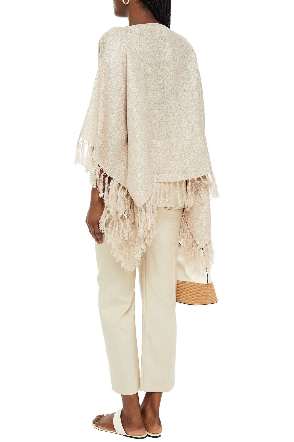 BRUNELLO CUCINELLI Fringed metallic gauze wrap