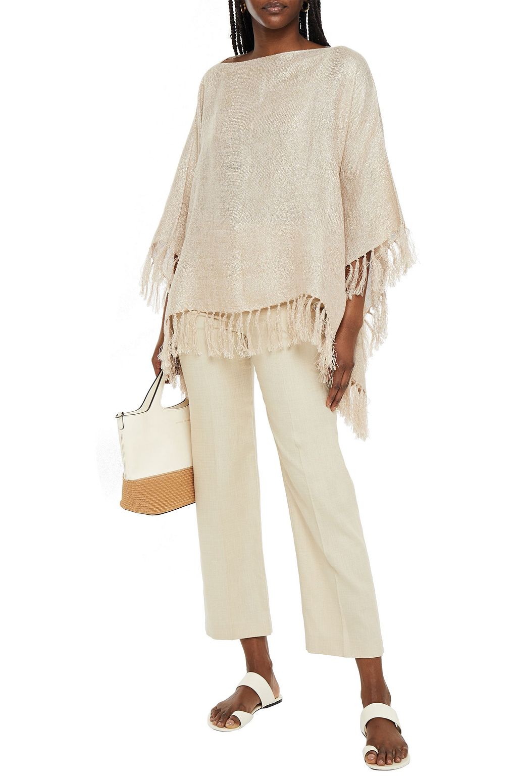 BRUNELLO CUCINELLI Fringed metallic gauze wrap