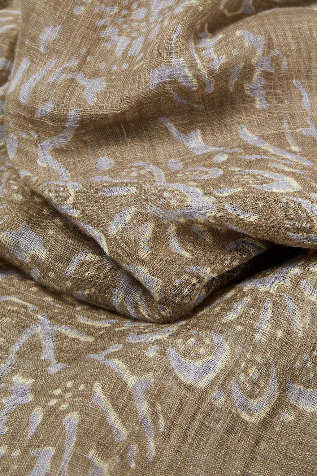 BRUNELLO CUCINELLI Frayed printed linen-gauze scarf