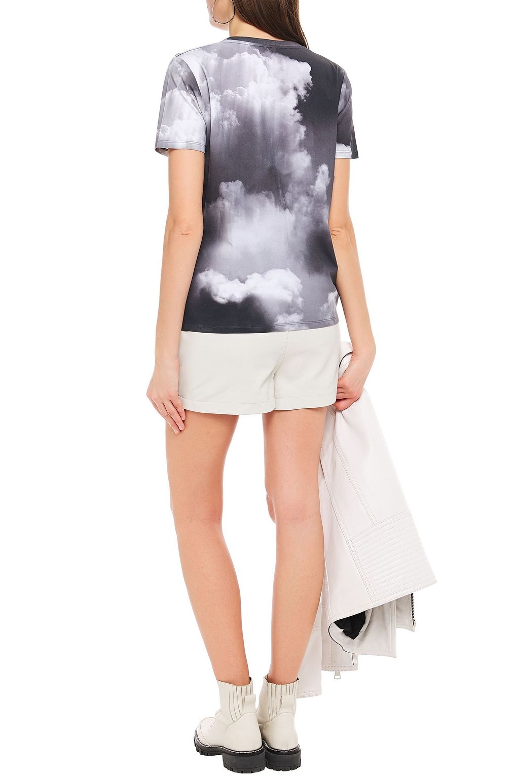 BALMAIN Button-embellished printed cotton-jersey T-shirt