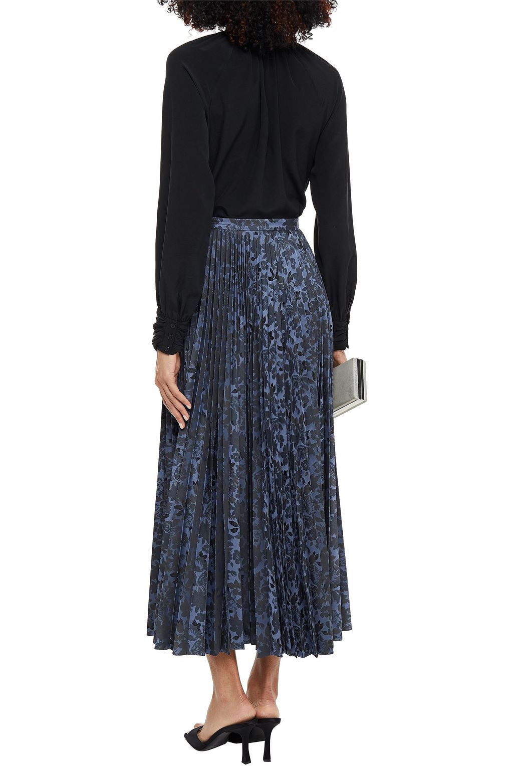 ERDEM Nesrine pleated floral-jacquard midi skirt