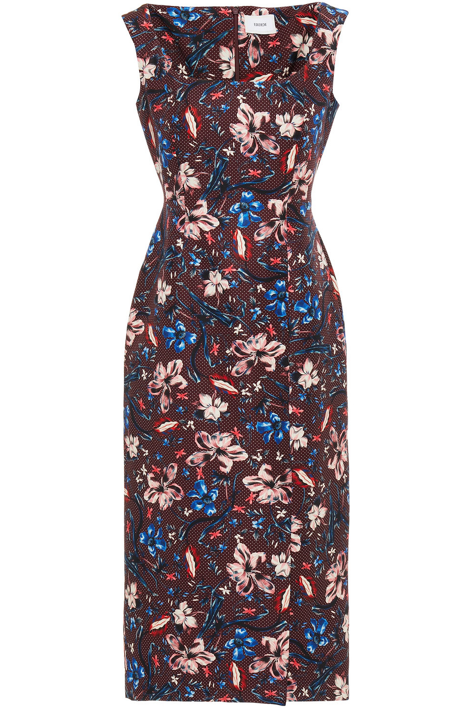 Erdem Woman Arlie Printed Wool-blend Midi Dress Burgundy Size 6
