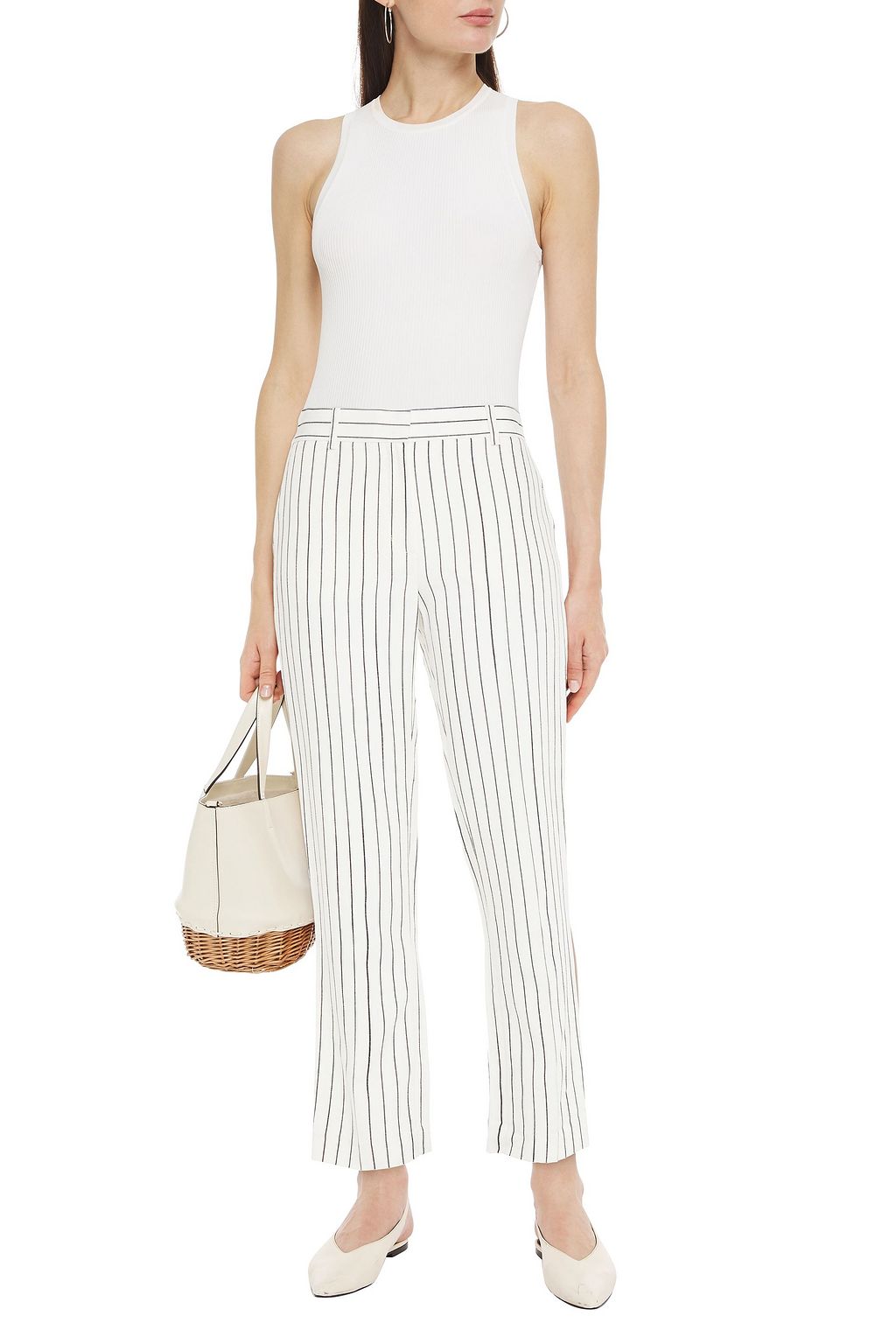 BELLA FREUD Pinstriped woven straight-leg pants