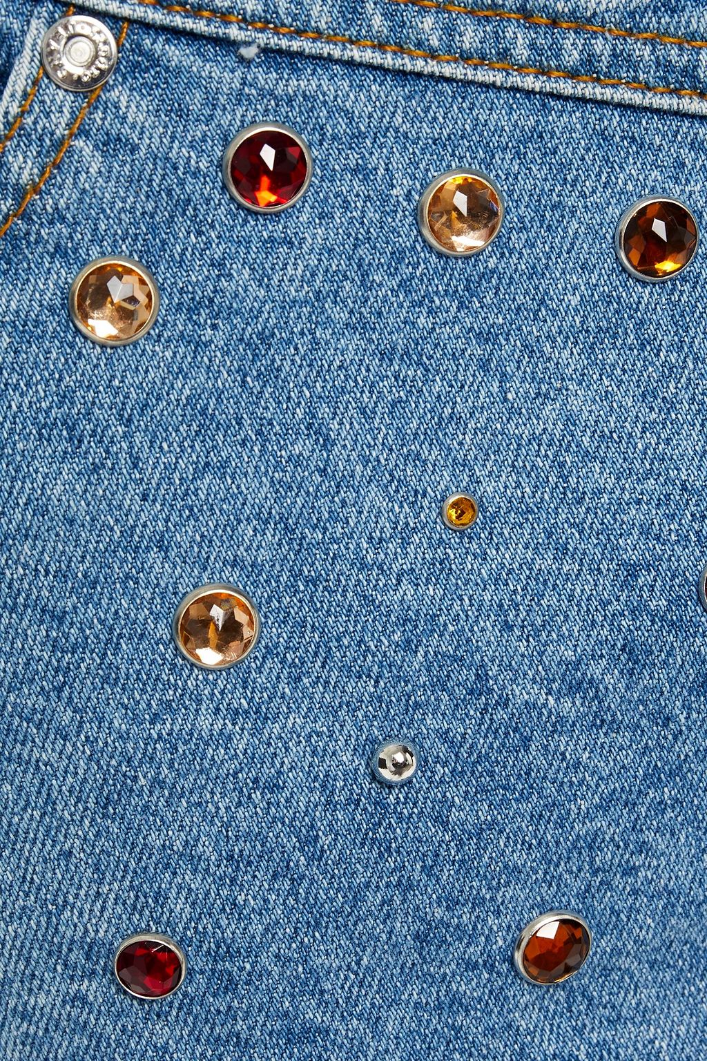 SANDRO Embellished denim mini skirt
