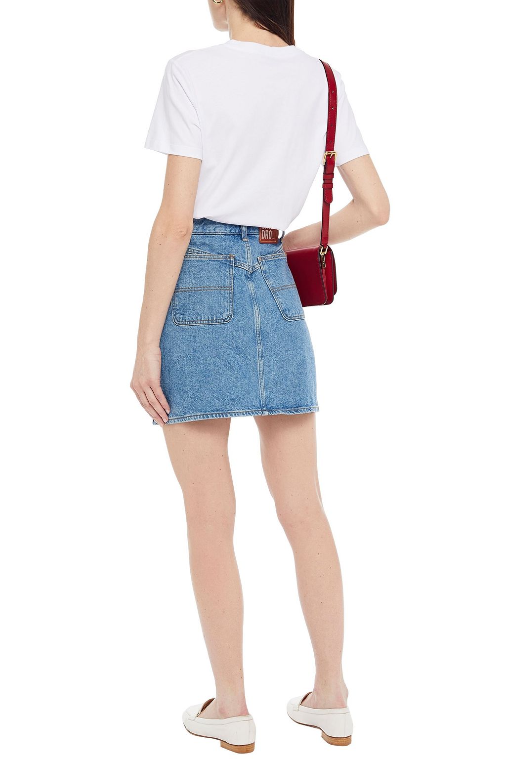 SANDRO Embellished denim mini skirt