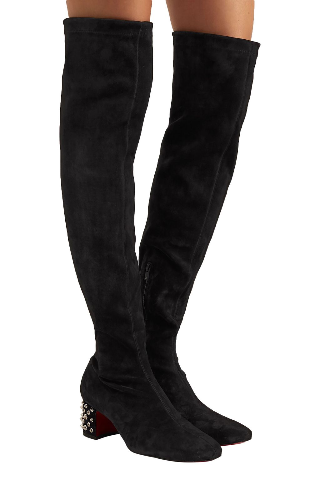 CHRISTIAN LOUBOUTIN Study Stretch 55 spiked suede over-the-knee boots