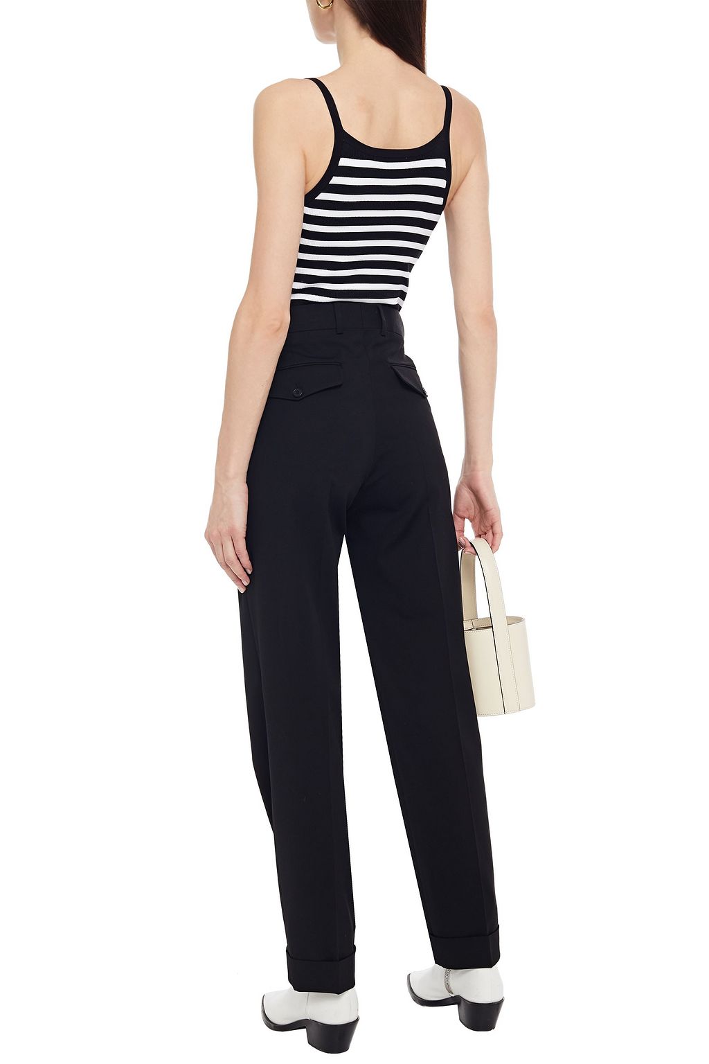 SANDRO Marine striped ribbed jersey bodysuit