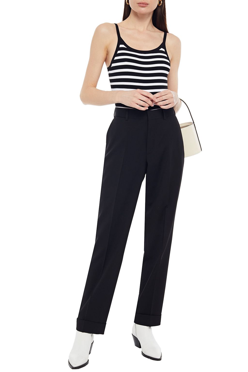 SANDRO Marine striped ribbed jersey bodysuit