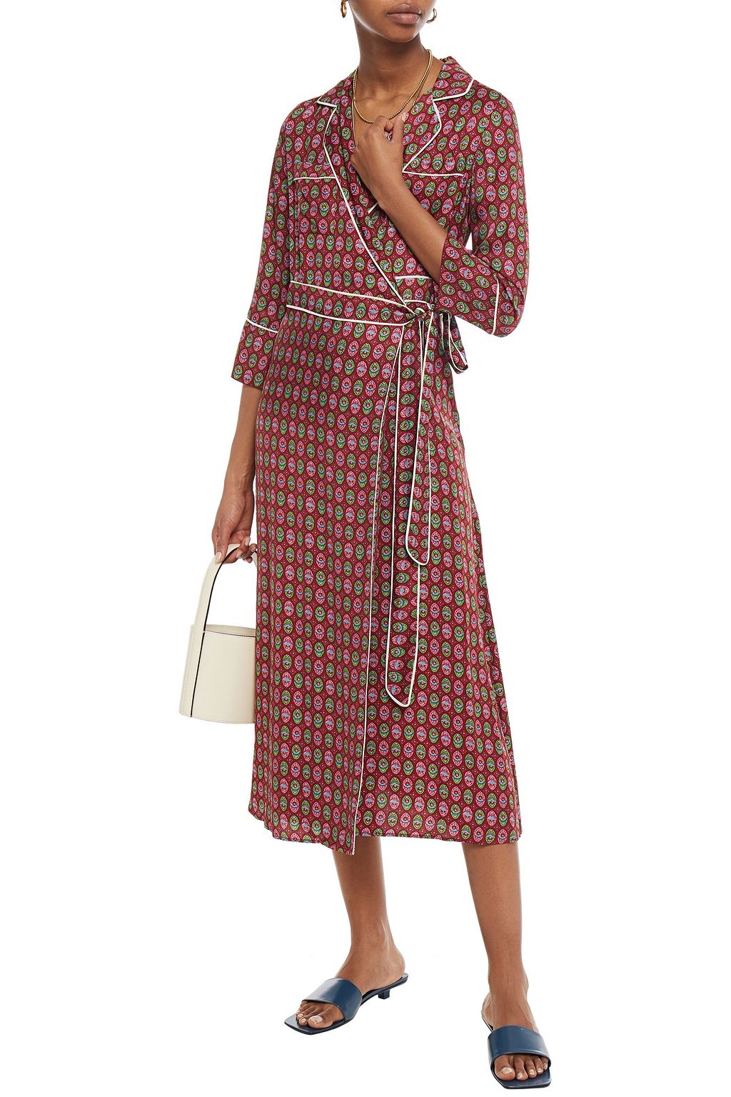 CLAUDIE PIERLOT Printed satin-twill midi wrap dress