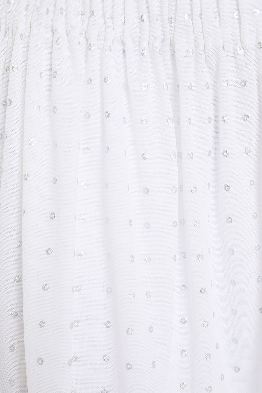 FISICO Gathered metallic polka dot mesh maxi skirt