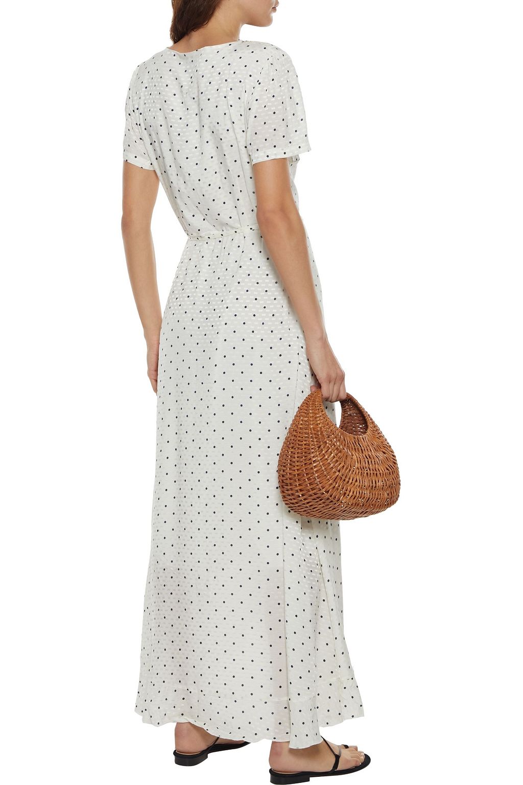 MELISSA ODABASH Tilly ruffled polka-dot jacquard maxi wrap dress