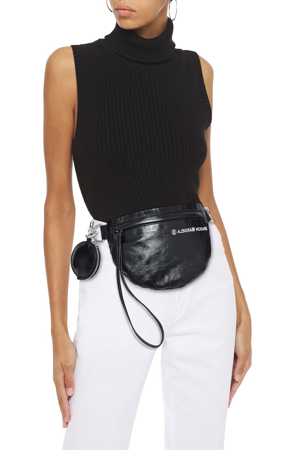 MM6 MAISON MARGIELA Metallic faux crinkled-leather belt bag