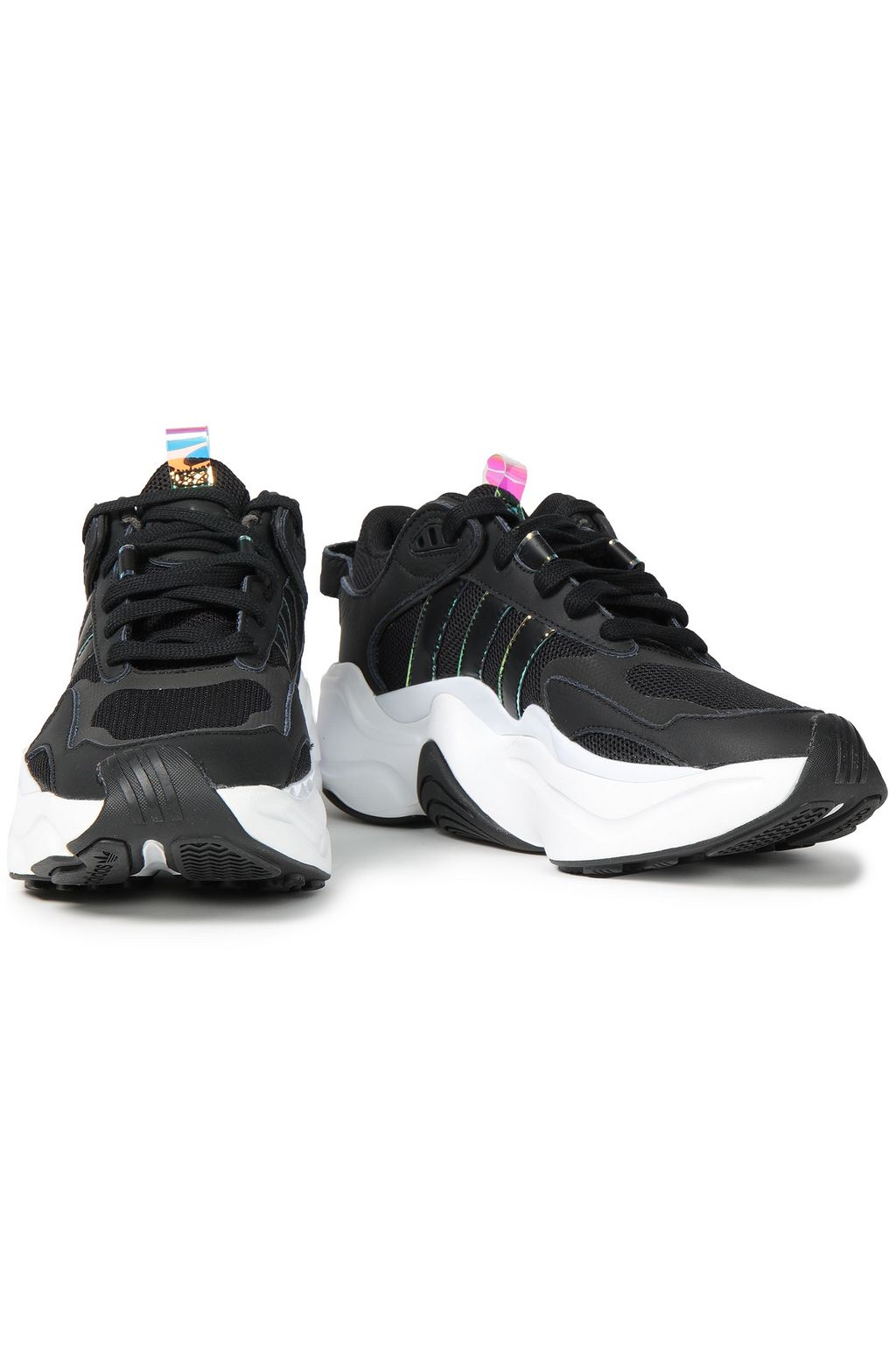 ADIDAS ORIGINALS Metallic leather and mesh sneakers