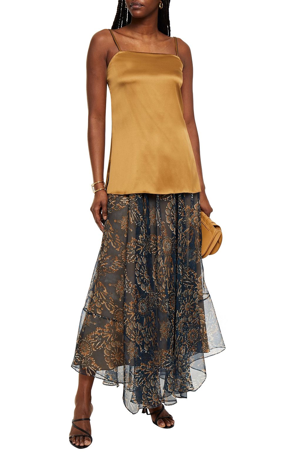 BRUNELLO CUCINELLI Bead-embellished silk-blend satin camisole