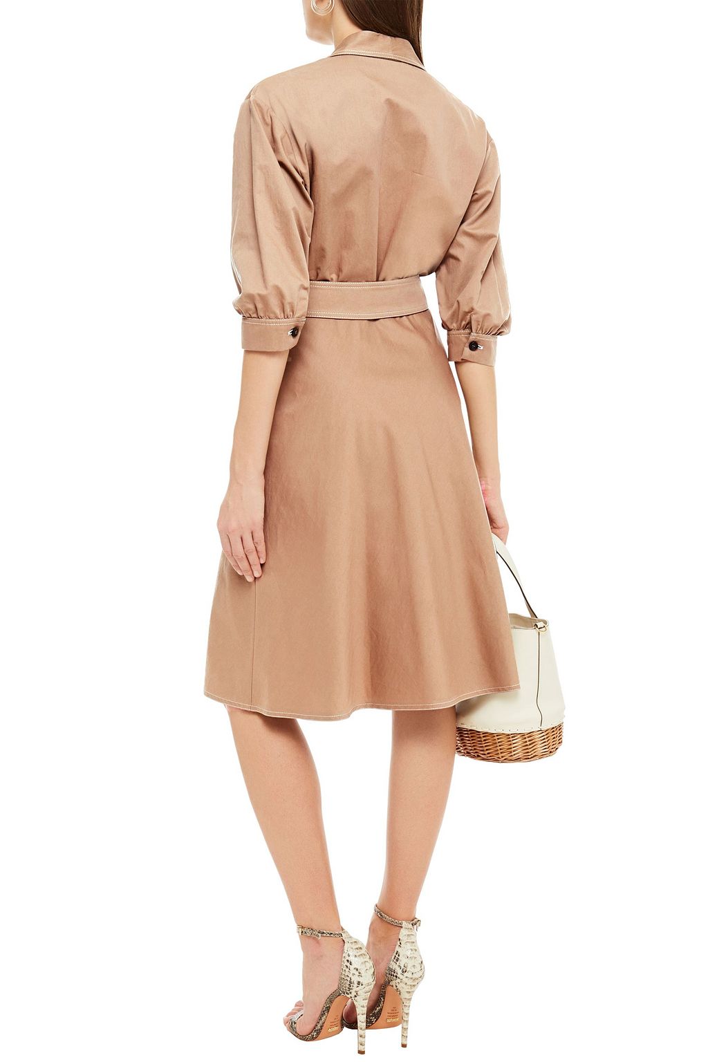 BRUNELLO CUCINELLI Belted cotton-blend twill wrap dress