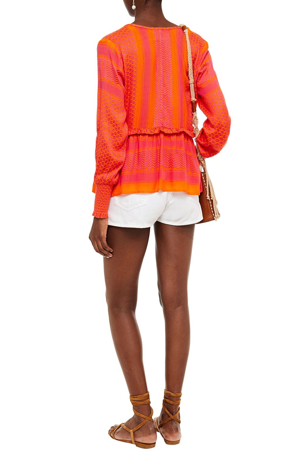 SUMMERY COPENHAGEN Gathered cotton-jacquard top