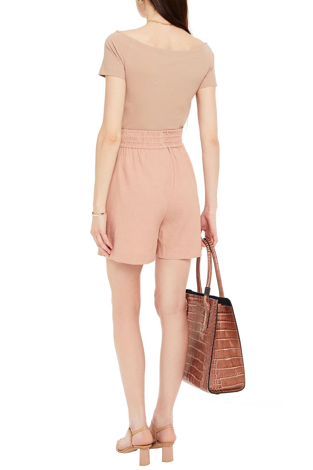 BRUNELLO CUCINELLI Shirred linen-blend twill shorts
