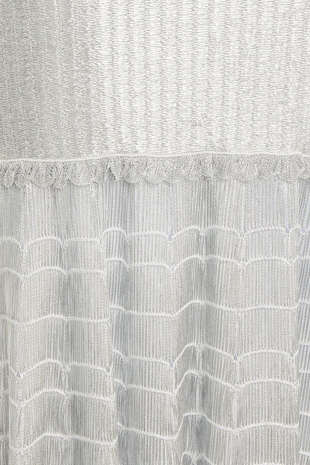 MCQUEEN Ruffled metallic ribbed-knit midi skirt