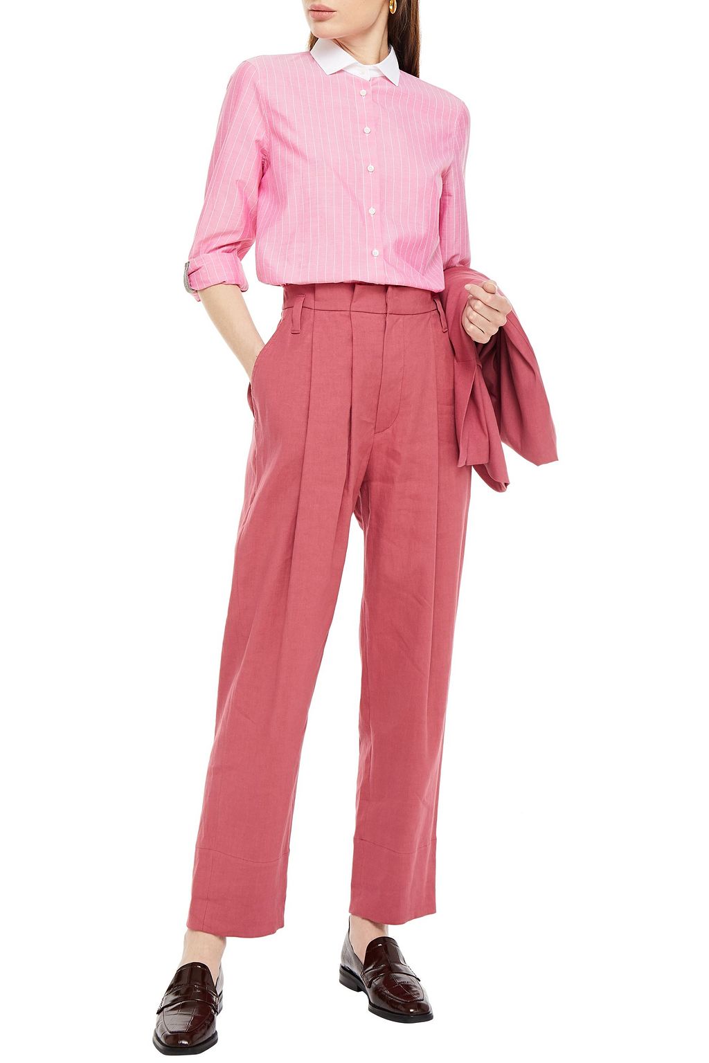 BRUNELLO CUCINELLI Hose mit geradem Bein aus Twill aus einer Leinenmischung