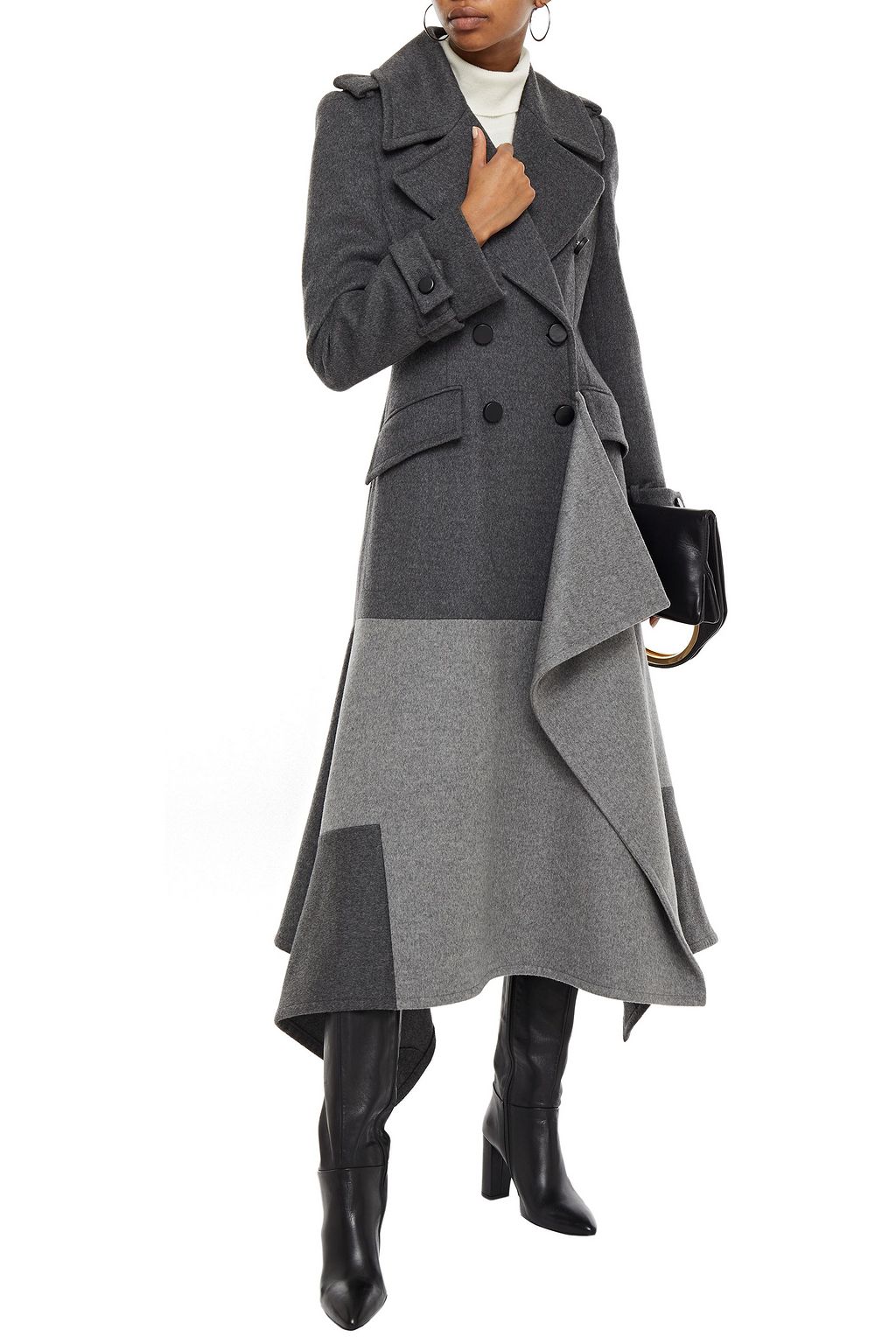MCQUEEN Double-breasted two-tone wool and cashmere-blend felt coat