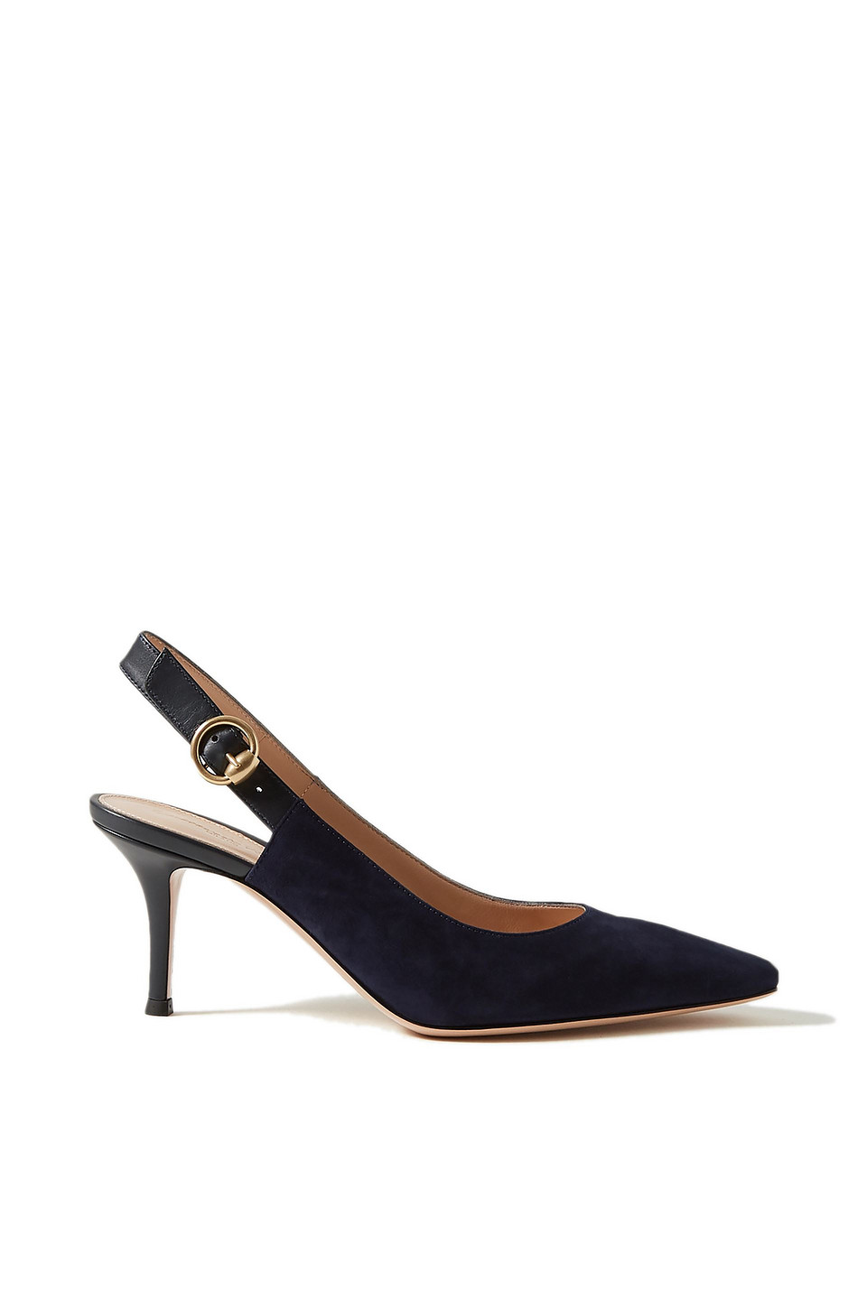 Gianvito Rossi Woman 70 Suede And Leather Slingback Pumps Navy Size 38