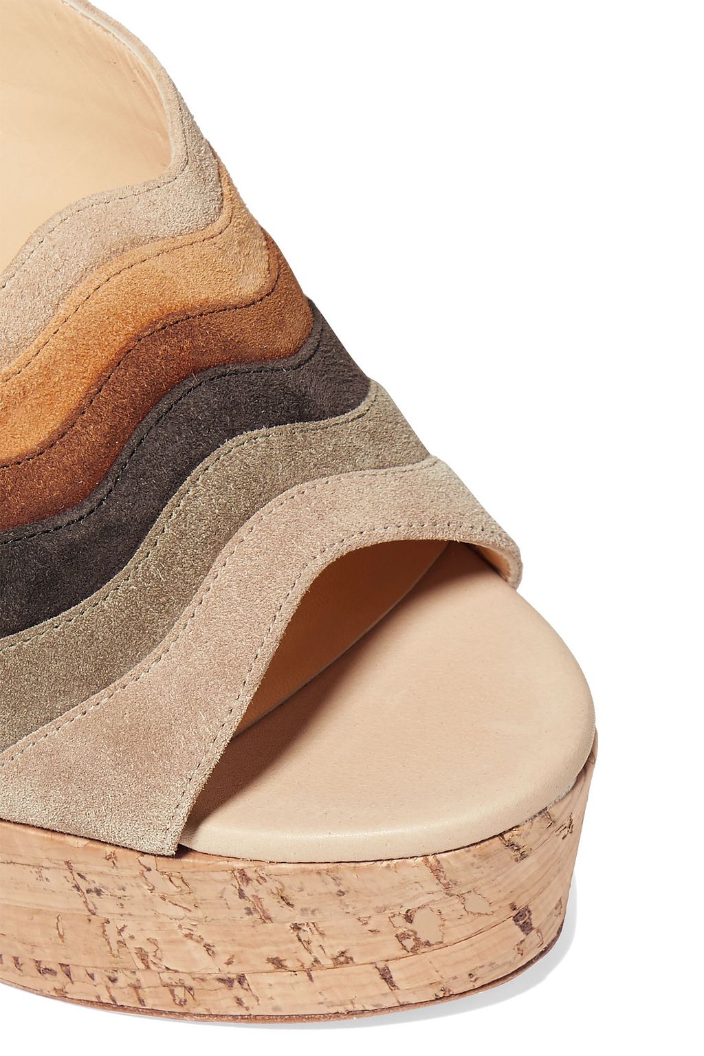 CHRISTIAN LOUBOUTIN Sister 120 paneled suede platform mules