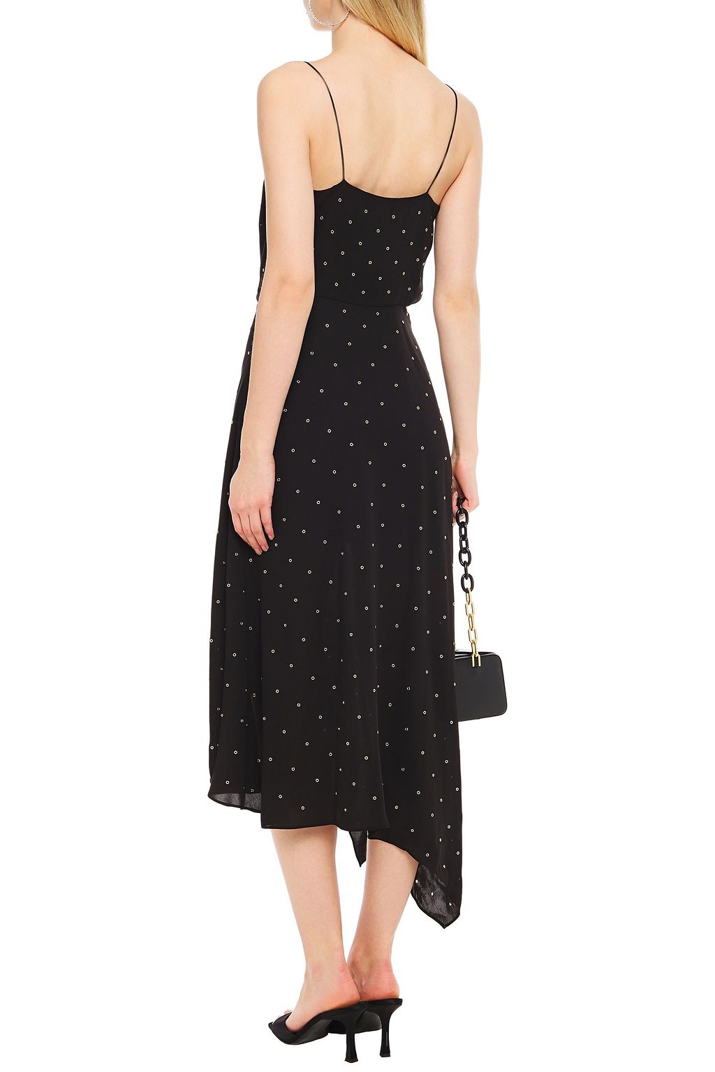 VERONICA BEARD Heera asymmetric embellished crepe de chine slip dress