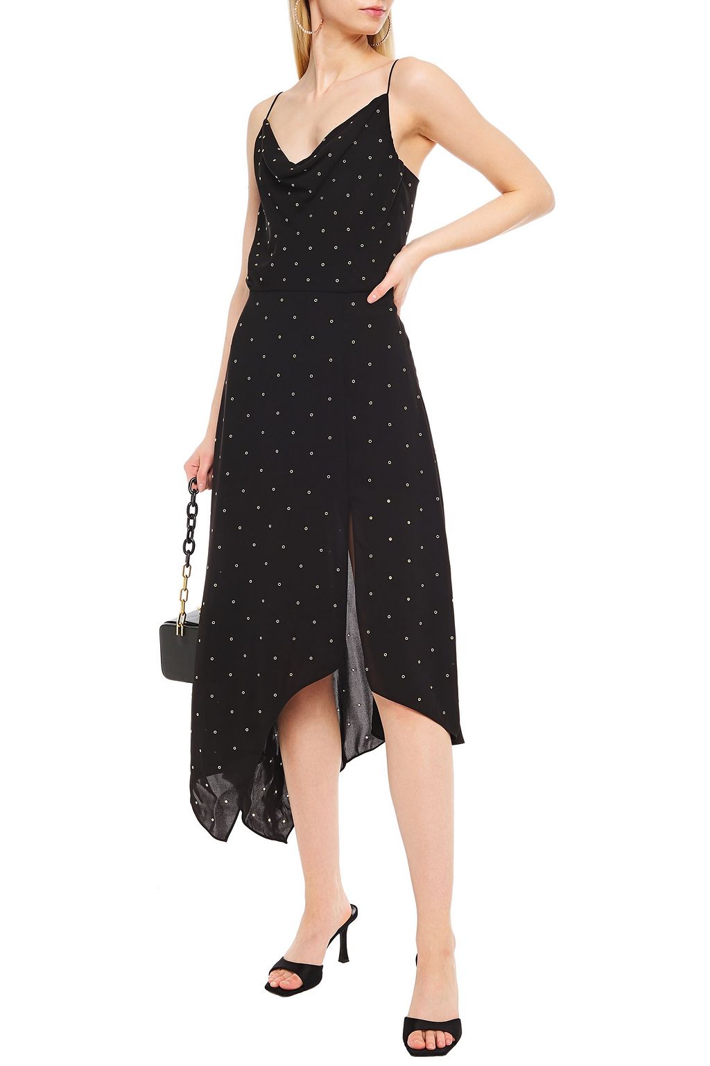 VERONICA BEARD Heera asymmetric embellished crepe de chine slip dress