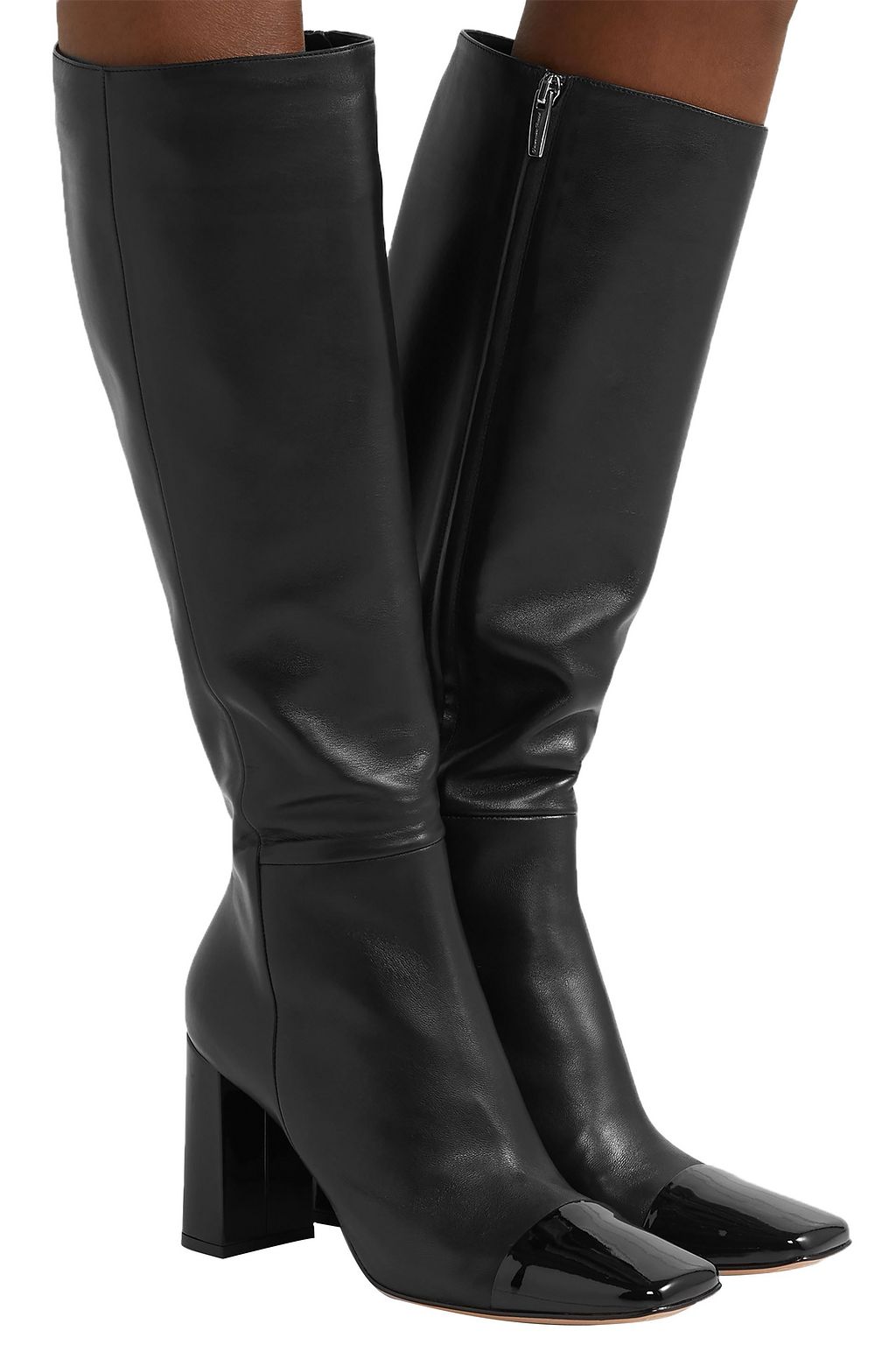 GIANVITO ROSSI 85 smooth and patent-leather knee boots