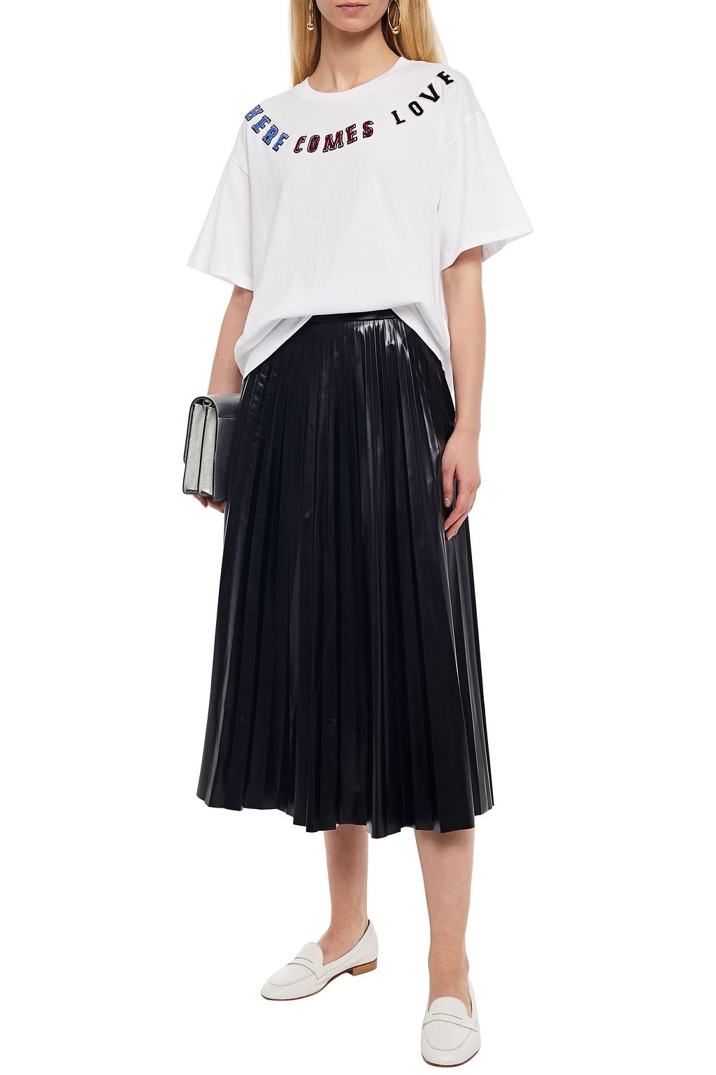 SANDRO Appliquéd cotton-jersey T-shirt