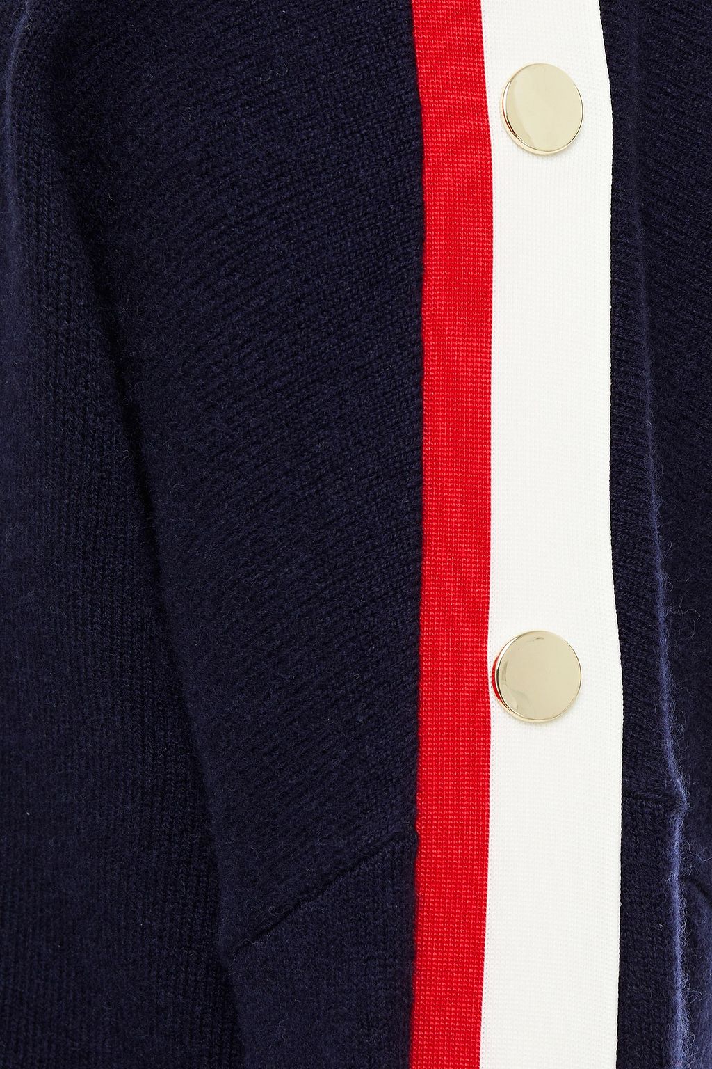 SANDRO Snap-detailed wool and cashmere-blend sweater