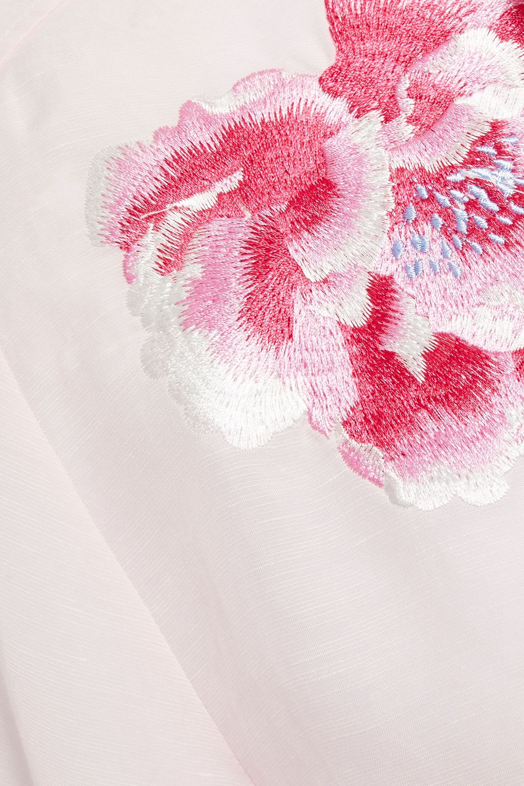 SANDRO Embroidered slub woven shirt