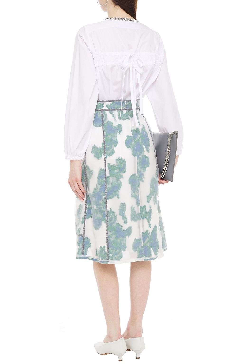 3.1 PHILLIP LIM Embellished gathered cotton-poplin top
