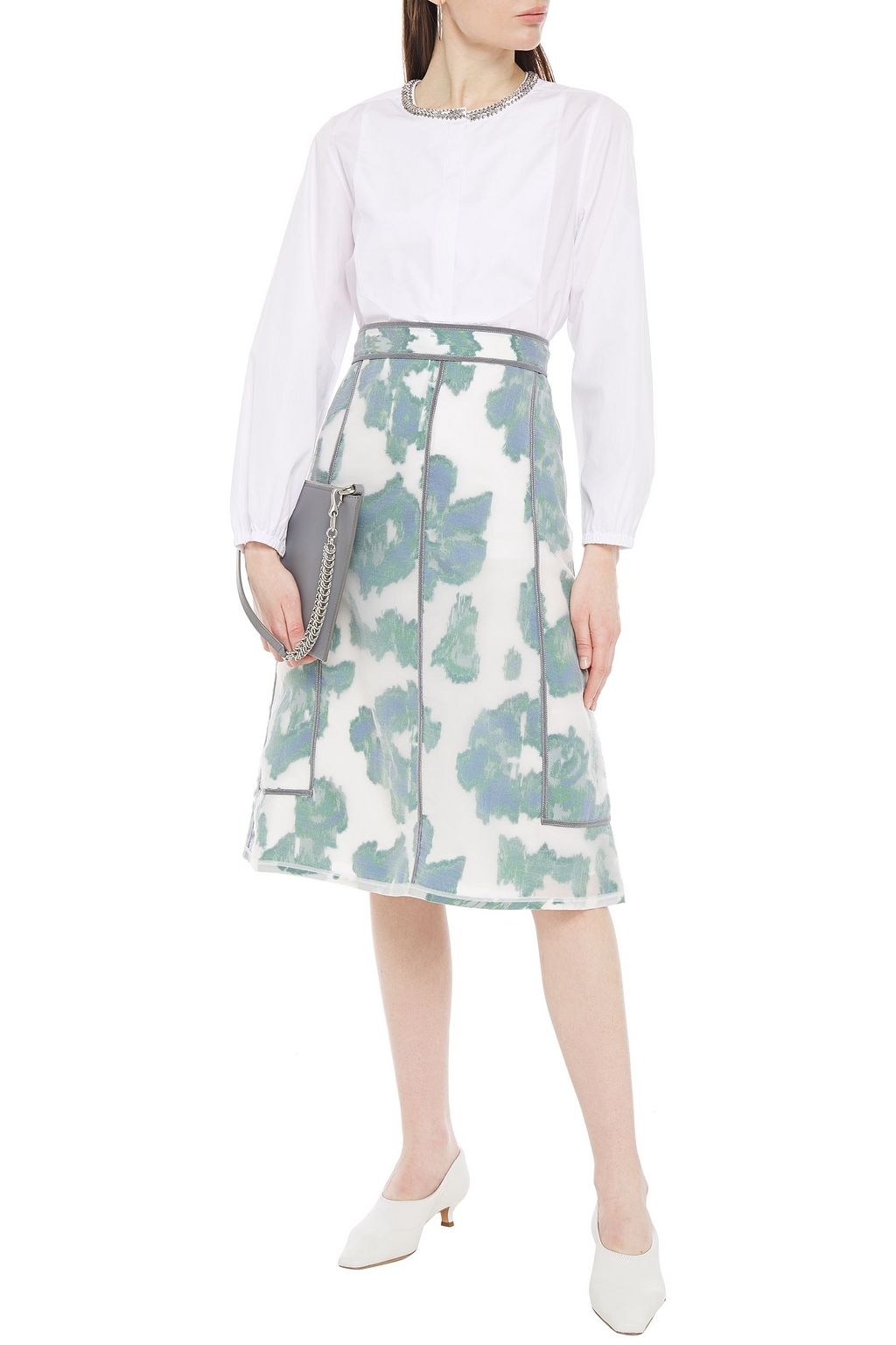 3.1 PHILLIP LIM Embellished gathered cotton-poplin top