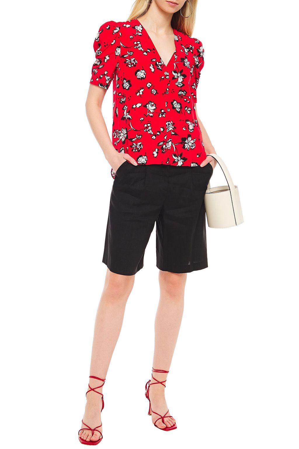 VERONICA BEARD Saira linen-blend shorts