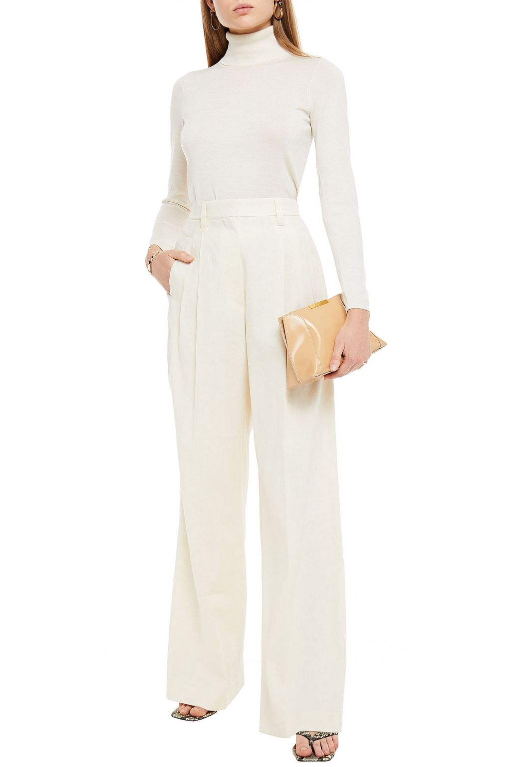 BRUNELLO CUCINELLI Pleated linen-blend twill wide-leg pants