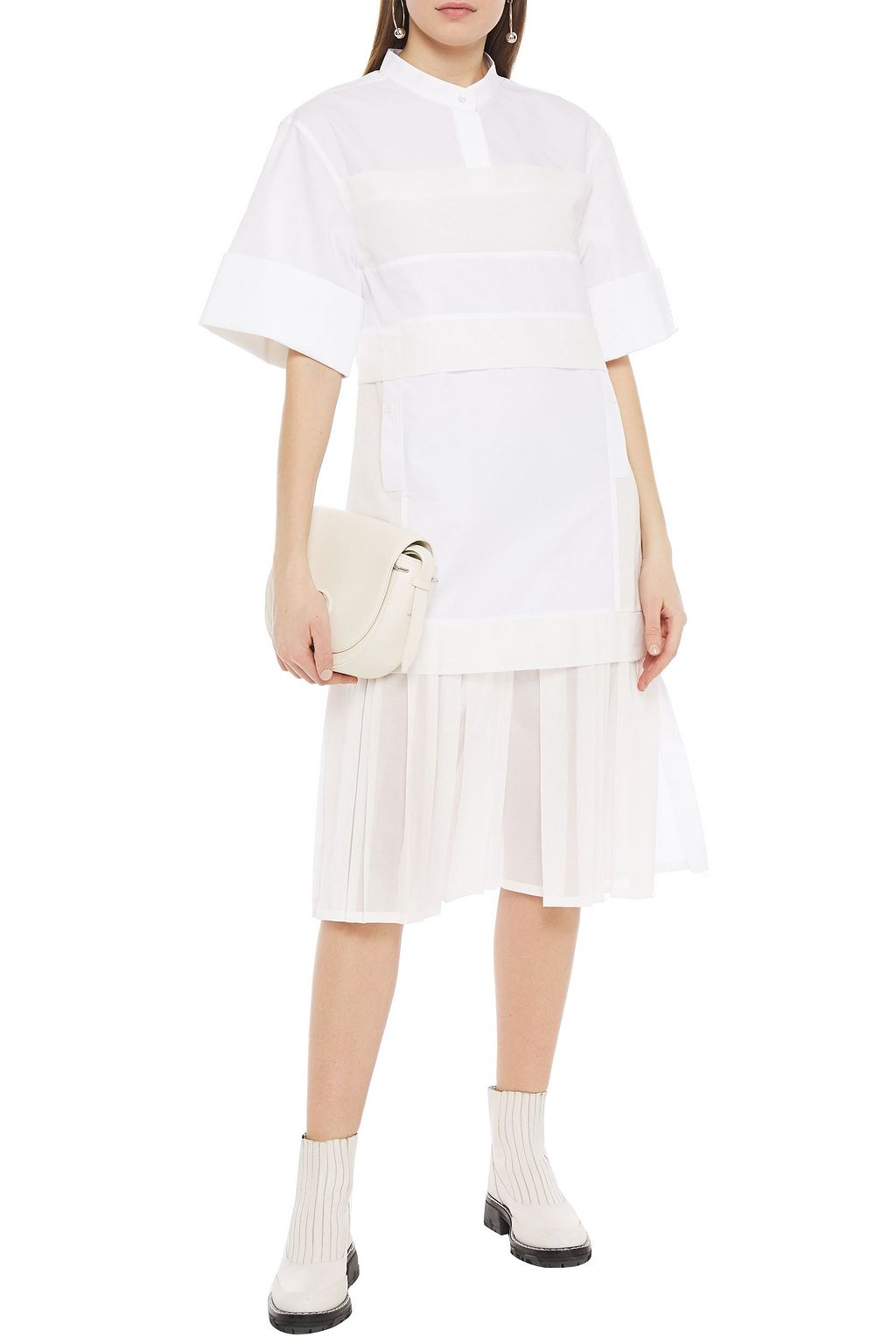 3.1 PHILLIP LIM Pleated cotton-blend poplin and gauze midi dress