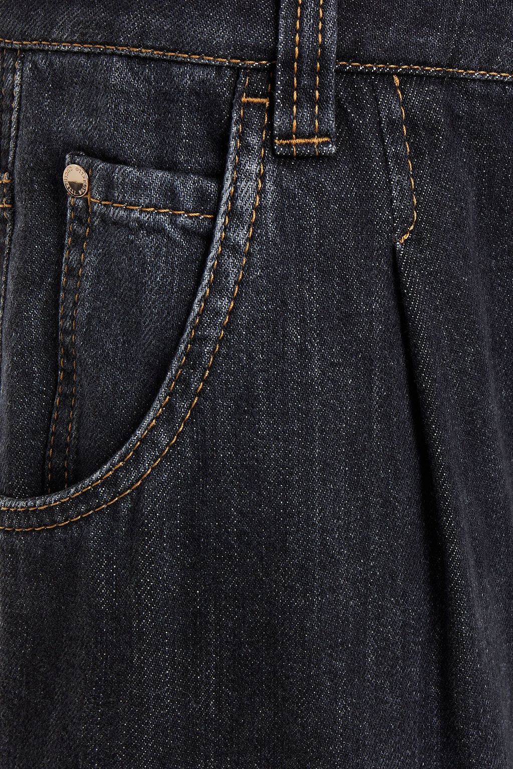 BRUNELLO CUCINELLI Bead-embellished pleated faded high-rise wide-leg jeans